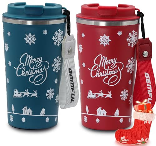 GEMFUL Set da 2 Tazze per la Mamma 17oz a Prova di Perdite con Tracolla per Viaggio Casa o Ufficio