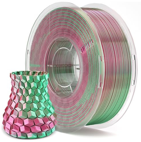 ELEGOO PLA Filament 1.75mm Seide Rotgrün Zweifarbig 1KG, 3D Drucker Filament Maßgenauigkeit +/- 0,05 mm, 1kg Kunststoffspule (2.2lbs) Filament-3D-Druckmaterialien Passt für die meisten FDM 3D-Drucker