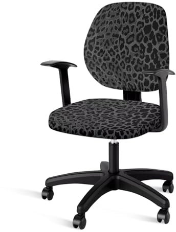 Xoenoiee Leopard Muster Büro Schreibtisch Stuhl Abdeckungen Polyester Sitzbezüge Dehnbar Schutz Computer Stuhl Abdeckungen 2 Stück Set mit Rückenlehne Abdeckung