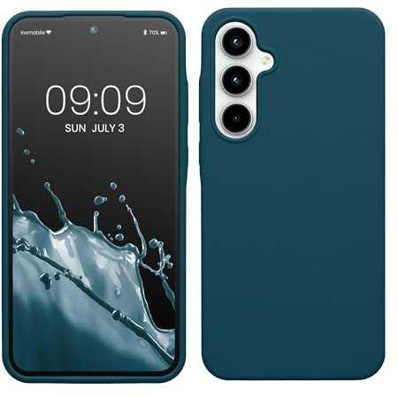 kwmobile Cover per Samsung Galaxy A35 Custodia - Back Case per Smartphone in Silicone TPU - Protezione Gommata - petrolio matt