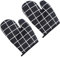 Zerodeko 2pcs Microwave Oven Baking Gloves Heatproof Cotton Mitts Non-slip Grip Insulated Kitchen Gloves Plaid Pattern Easy Storage Hook