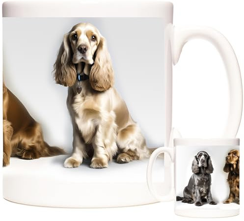 Cocker Spaniel Mug, Three Cocker Spaniel Dogs on an 11fl oz Ceramic Gift Mug. Cocker Spaniel Coffe Mug. Just Dogs