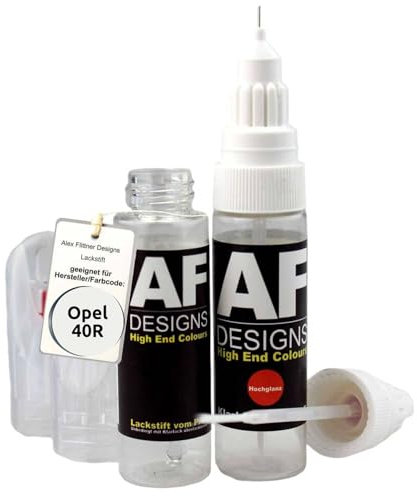 Alex Flittner Designs Lackstift kompatibel mit Opel SCHNEEWEISS 40R schnelltrocknend + Klarlack Tufplack Autolack