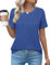 Bodhi talk T-Shirts für Damen: Bluse Damen Einfarbig Kurzarm - Dehnbares Plissierte Sommerbluse Einfarbig Baumwolle - Sommer Rundhalsausschnitt Leicht Freizeit Einfach Top