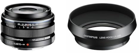 Olympus M.Zuiko Digital 17mm F1.8 Objektiv & Gegenlichtblende LH-48B aus Metall für M.Zuiko 17mm Objektiv, schwarz