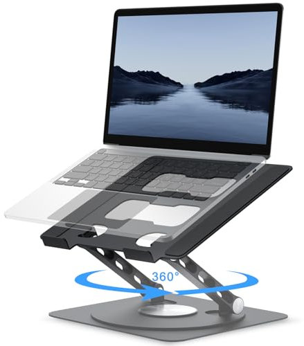 Muybienz Laptop Stand with 360° Rotating Base,Ergonomic Foldable Notebook Holder,Height Adjustable & Muti-Angle Computer Riser, Compatible with MacBook, Air, Pro, and all 10-17 Laptops Tablets,black