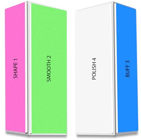 4-Wege-Nagelpufferblock (2 Stück), Nagelglanz-Pufferblöcke Feilen für natürliche und Acrylnägel, glatter, Polierblock, Polierer, Fingernagelfeile, Polierer, 120/240/600/3000 Körnung zum Polieren von