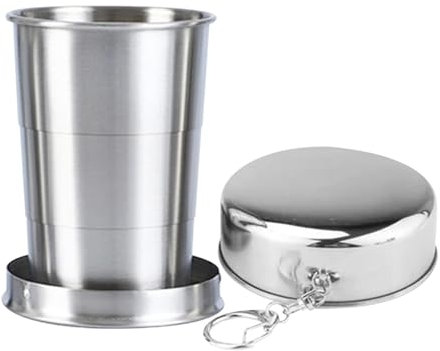 Sghtil Vaso plegable de acero inoxidable, taza de acero inoxidable, vaso telescópico de 150 ml con cierre de llave, portátil para exteriores, viajes, camping, camping, viajes, senderismo, exterior