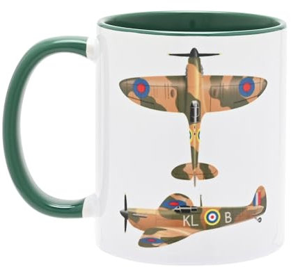 Widdop and Co RAF Bedruckte Steingut-Tasse – Spitfire Tasse – 325 ml – Tasse für heiße Getränke, Kaffee, Tee – Geschenk zum Vatertag, Geburtstag, Geschenk für Sie – Militär, Luftwaffe Tasse