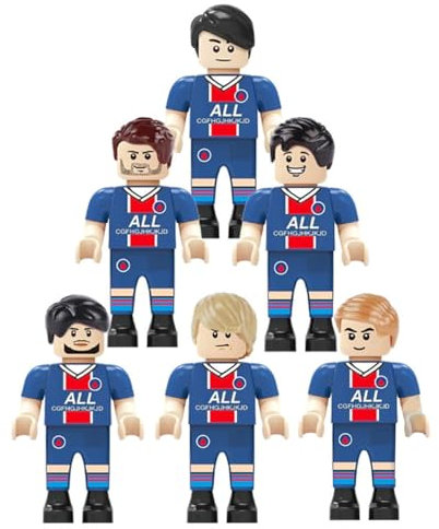 Habarri - Mini Figuren - Fußballmannschaft - 6er Set - Geschenk für Kinder, Fußball Fans - Kompatibel mit bekannten Klemmbausteinen - Frankreich Fußballmannschaft