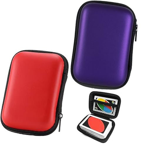 ARROMI 2 Stück Spielkarten Box, Spielkarten Etui, Kartenbox Spielkarten, Spielkarten Tasche für Karten, Kopfhörer Datenkabelspeicherung, Praktische Spielkarten-Tasche für Unterwegs (Rot Lila)