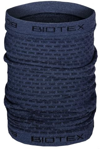 BIOTEX Multifunktionales Merino-Schlauchtuch aus Wolle, ideal für den Winter, Halswärmer für jeden Sport, technische Sportunterwäsche, blau, One size