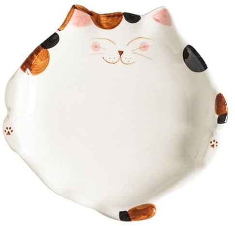 Cabilock Plato De Cerámica En Forma De Gato Para Postre Ensalada Cena Vajilla Decorativa