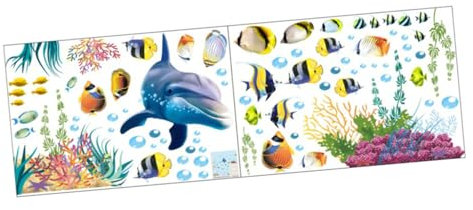 ifundom 1blatt Unterwasser-delfin Wandtattoo Abnehmbarer Wandaufkleber Für Kinderzimmer Schlafzimmer Und Kindergarten Wasserfest Und Langlebig Für Glatte Oberflächen