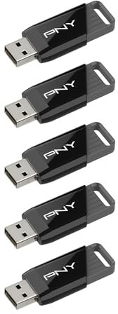 PNY Pack de 5 Attaché X Clé USB 3.2 Gen 1 64GB, Performance Avancée Jusqu'à 130Mo/s en Lecture, Stockage et Transfert de Données, Portable, Fiable, Durable, Type-A, Ordinateurs Portables et de Bureau