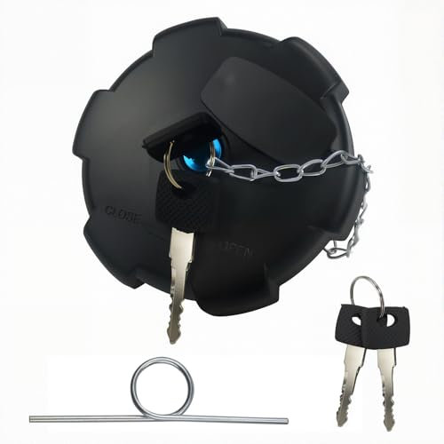 Meyola 80 mm Tankdeckel Schwarz mit 2 Schlüsseln, Kette und Haken, Tankverschluss abschließbar für MAN TGA TGX TGS Actros Atego