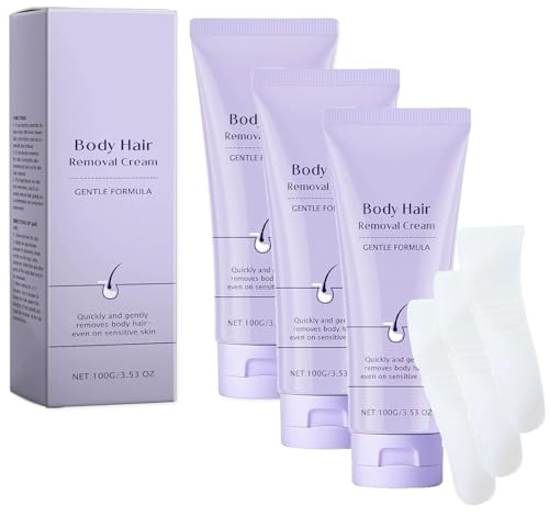 Crema Depilatoria Corporal con Aplicador de Espátula, Crema Depilatoria Suave, Duradera y Suave, Ideal para Piel Sensible en Piernas, Línea del Bikini y Axilas
