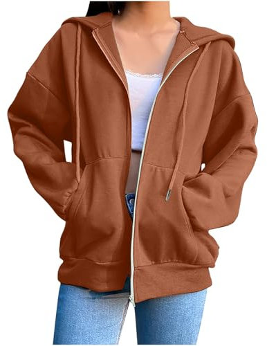 Angxiwan Deals of The Day Sale Home Zip up Hoodies for Women UK Lightweight Long Sleeve Sweatshirts With Pocket Casual Hooded Cardigans Autumn Oversized Hoodie Lightning Deals of The Day