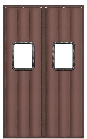 Thermovorhang Kälteschutz Tür Gegen Kälte - Wärmeschutzvorhang Tür, Winddicht, Schalldämmung, Haustierfreundlich, Mitte-offen, Breite: 80-160cm, Hoch: 200-240cm(Rot,150x205cm)