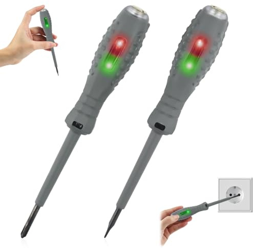 Cacciavite 2 in 1 con Coppia Forte e Magnete 2 Pezzi,Rivelatore di Corrente,Testa di Cacciavite Magnetico,Set di Cacciaviti per Rilevare Circuiti CA/CC (Piatto+Phillips)