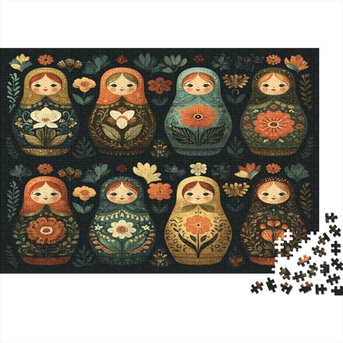 Russian Dolls—folk Art Style Jigsaw Puzzles Matryoshka Dolls Canvas Jigsaw Puzzle for Jigsaw Puzzle Enthusiasts Who Collect 52x38cm/1000pcs