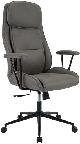 CLP Bürostuhl ergonomisch Siddar, Schreibtischstuhl Kunstleder Rückenlehne mit 3-Fach Neigungsverstellung, höhenverstellbar bis 135 kg Farbe antik-grau