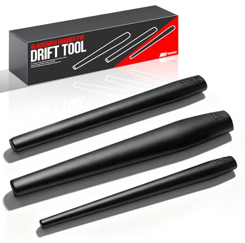 Blacksmith Hammer Eye Drift Tool Set, Forging Drift Kit for Tongs Tomahawk Axe Knifemaking, 3Pcs Different Sizes, Includes Large Hammer Mouse Axe Drift, Professional Blacksmith Forging Tools Equipment