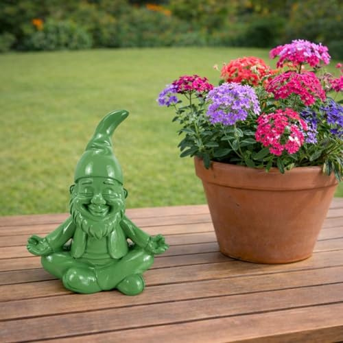 Online Fuchs Gartenfiguren für draußen - lustige Yoga Gartenzwerge, Wichtel - Deko Figuren wetterfest - 16 cm groß (Grün)
