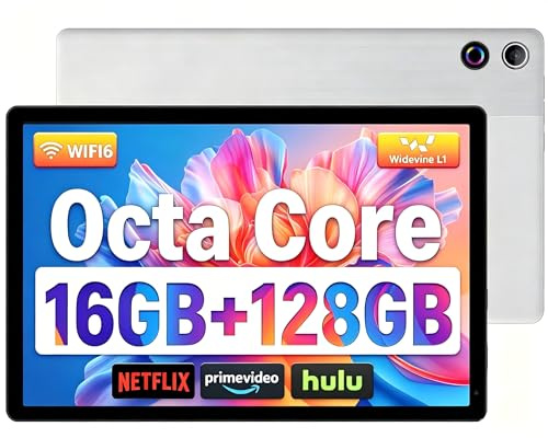 Ainmel Android Tablets, 10.36 Zoll Tablet, 16GB RAM 128GB ROM(1TB TF Expand), Octa Core, 1280 * 800 HD, 5G WiFi 6, BT 5.3, 5000mAh, Widevine L1, Dual Kamera Face ID Tablets Tab Pad (Weiß)