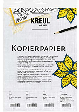 KREUL 90644 - Kopierpapier, Gelb, 3 Bögen, DIN A3, zum Übertragen von Motiven auf dunkle Untergrüne