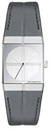 Jacob Jensen Icon Series Damen Quarzuhr mit weißem Zifferblatt Analog-Anzeige und grau Lederband 242