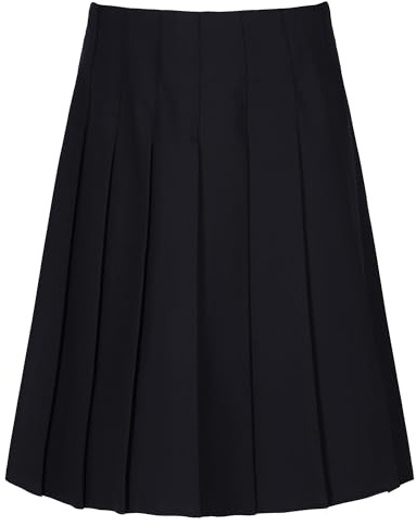 Trutex Back Pleated School Skirt for Senior Girls (10-16+ Years), Stain Resistant Uniform, All Round Permanent Pleated Skirt - Genuine Trutex School Uniform Navy L18-W24