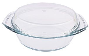 Borosil Oven and Microwave Safe Glass Serving Casserole Bowl with Glass Lid (1.5L, Transparent)