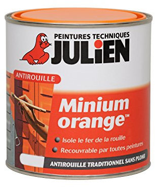 Julien Peinture Minium Orange - Primaire antirouille pour fer - Mat Orange 2,5L