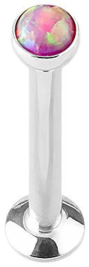 Piercingfaktor Universal Piercing Stab Stecker für Madonna Lippenpiercing Lippe Ohr Tragus Helix Stud Cartilage Opal Kopf 6mm Pink