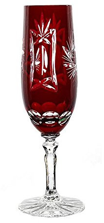 Sektglas Sektkelch Champagnerglas Sektflöte Schleuderstern 180 ml Rot Handgeschliffen Kristallglas