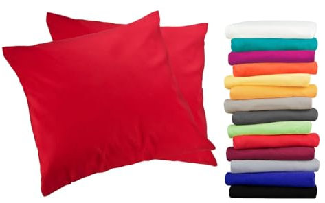 Moon 2er Pack Luxury Linon Kissenbezug 100% Baumwolle-rot-50x50