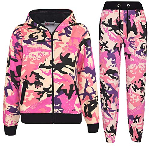 A2Z 4 Kids Boys Girls Tracksuit Set Plain & Camouflage Fleece - Plain Tracksuit Camo Baby Pink 13