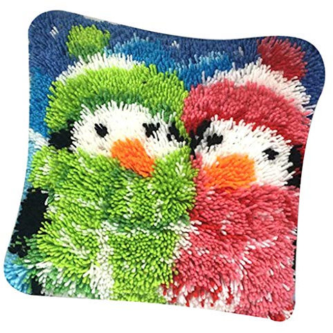 joyMerit Latch Hook Kit, Knüpfkissen für Kinder, Anfänger und Erwachsene zum Selber Knüpfen Kissens Weihnachten/Ostern Hase - ZD671