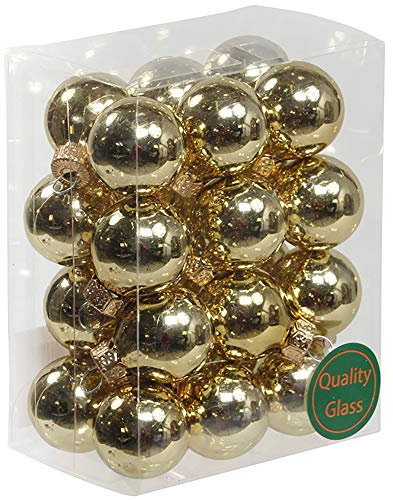 Kleine Baumkugeln aus Glas Ø 2 cm/2,5 cm/3 cm - Christbaumkugeln Baumschmuck Christbaumschmuck Weihnachtsbaumschmuck Weihnachtsbaumkugeln (2,5 cm, 24 Stück Gold (Glänzend))