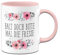 Tassenbrennerei Tasse mit Spruch Halt doch bitte mal die Fresse - Blumig - Kaffeetasse lustig - Spülmaschinenfest (Rosa)