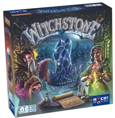 HUCH! | 881397 | Witchstone | Strategiespiel | Der Wettstreit von Zauberern und Hexen beginnt | Familienspiel von Knizia | für 2 bis 4 Spieler ab 12 Jahren | Löst geschickt Kettenreaktionen aus!