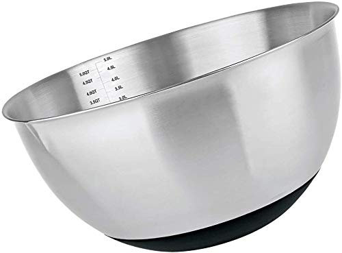 MGE - Mixing Bowl Stainless Steel - Mixing Bowl Large Stainless Steel Mixing Bowl with Nonslip Silicone Bottom - Metal Kitchen Bowl - Mixing Bowl, Salad Bowl - Kitchen Bowl with Non-Slip Base -18 cm