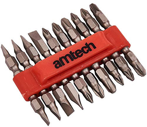 10Pc Double Ended Power Bit Set, Magnetic Screw Drill, 1/4 Pozi, Phillips, Slotted & Cross Screwdriver Bits
