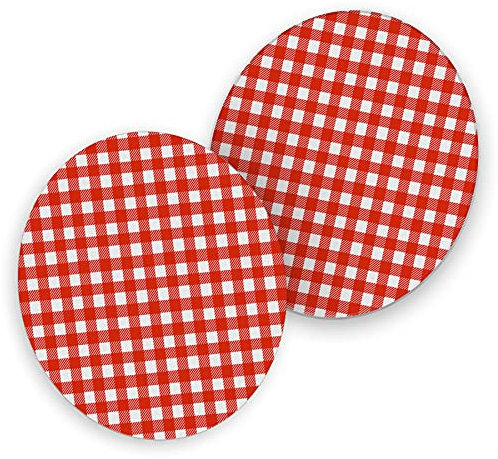 itenga 40x Bierdeckel Untersetzer rot weiß kariert Tischdeko runde Bierdeckel aus Pappe bayerisch Oktoberfest Hüttengaudi Grillfest