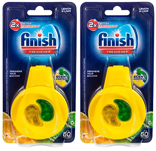 Finish - Ambientador colgante para lavavajillas de 4 ml con clip para lavavajillas, limón y lima