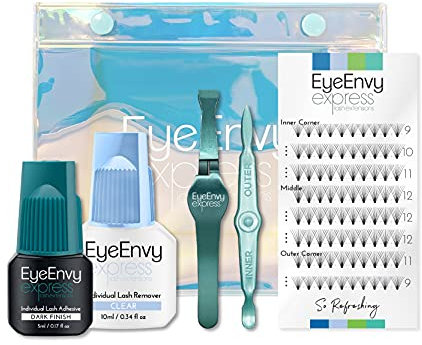 EyeEnvy Express Lash Extensions 'POP Like a Pro' Individual Lash Kit with Glue Mink Cluster Lashes Best for Starter (So Refreshing)