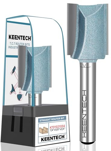 KEENTECH 5/8'' (Dia.) Double Flute Straight Router Bit with 1/4'' Shank (KT01021004)