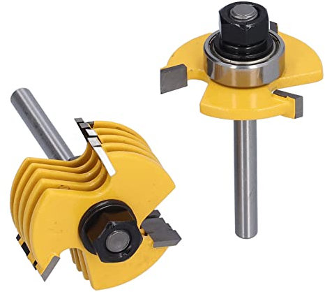 Hilitand 2pcs Slot Cutter Router Bit 1/4in Shank 3 Wing Adjustable 6 Different Cutting Widths 1/16, 3/32, 1/8, 5/32, 3/16, 1/4in Depth for Solid Wood, Particle Board