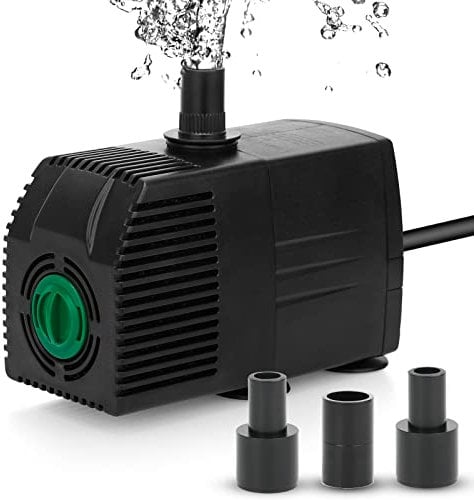 JIERTOP Aquariumpumpe 800 L/H Teichpumpe Ultra leise Geräusche mit 1,83 m Netzkabel Wasserpumpe mit 4 starken Saugnäpfen und 3 Düsen für Springbrunnen Aquarium Hydrokultur Garten Teich